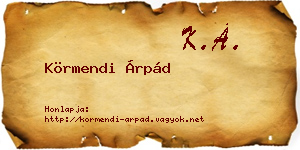 Körmendi Árpád névjegykártya